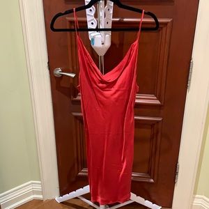 Red slip dress